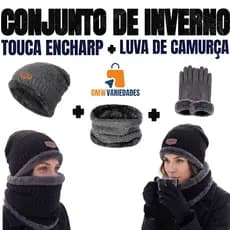 Kit Touca Encharp Luva Camurça para Inverno e Outono Elegancia Estilo e Conforto