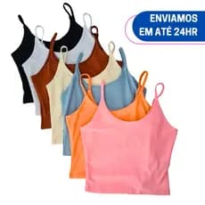 Regata De Alcinha Fina Cropped Tube Feminino Básico Suplex Poliamida