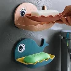 Saboneteira Formato Baleia De Plástico Para Parede Com Adesivo Fixador Suporte Porta Sabão Sabonete Tomar Banho Banheiro Rack Caixa Oganizador Prateleira Casa Em Cozinha Multiuso Clink