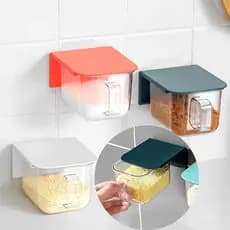 Kit 2 Porta Condimentos de Parede Acrilico Gaveta com Adesivo Porta Tempero Sal Açucar Frasco Organizador Multifuncional