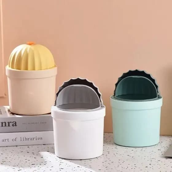 Lixeira Mini C/ Tampa Retrátil De Mesa Multiuso Escritorio Coelhinho