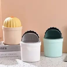 Lixeira Mini C/ Tampa Retrátil De Mesa Multiuso Escritorio Coelhinho