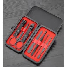 Kit Cortador de Unha Carbono - Conjunto com 7 Peças + Estojo - Manicure - Tesoura - Pinça