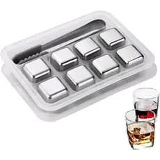 Cubos de gelo de aço inoxidável 8 cubos refrigeração reutilizáveis para Bebidas