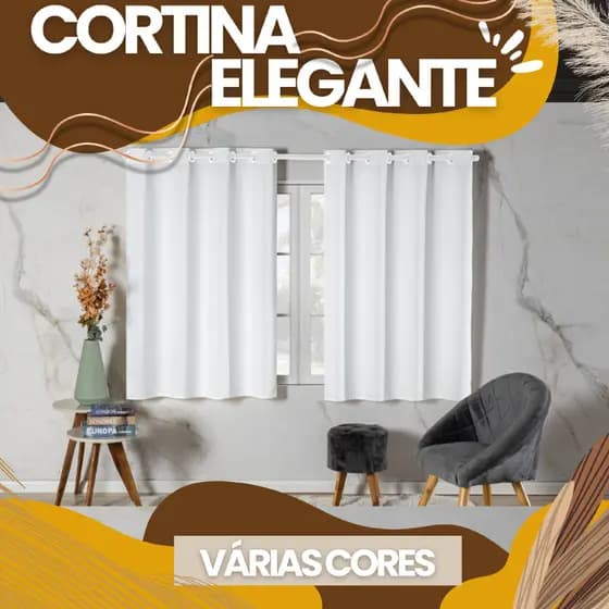 Cortina Elegante! 2,60x1,30. Tecido Oxford Grosso de Qualidade! Para Sala, Escritório, Quarto, Cozinha...