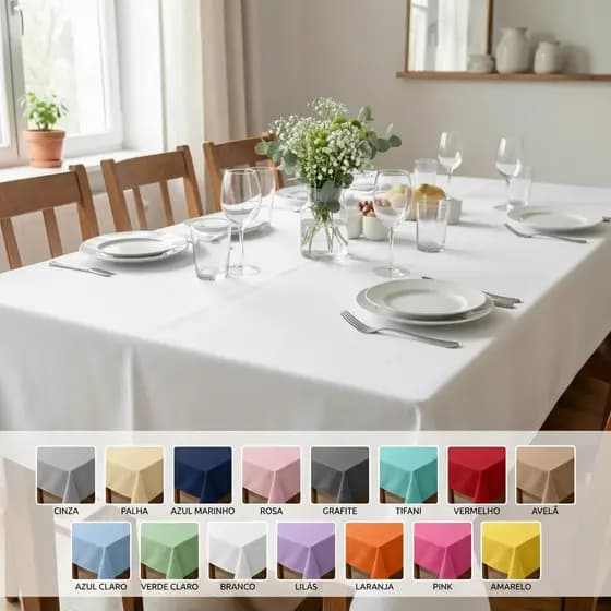 Toalha de Mesa Elegante em Formato Retangular para 6 Lugares Tecido Oxford Premium Medida 2,20x1,40
