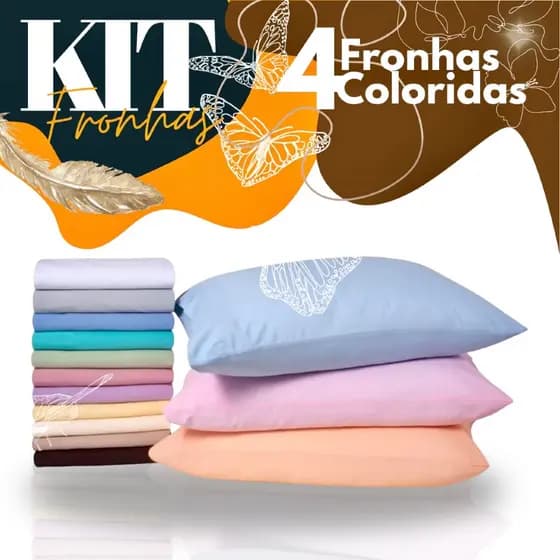 Kit 4 Fronhas de Travesseiro Premium 400 Fios Toque Macio 70cmx50cm Diversas Cores!