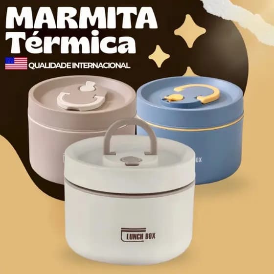 Marmita Térmica Hermética 420ml em Aço Inoxidável Com Alça - Qualidade Internacional