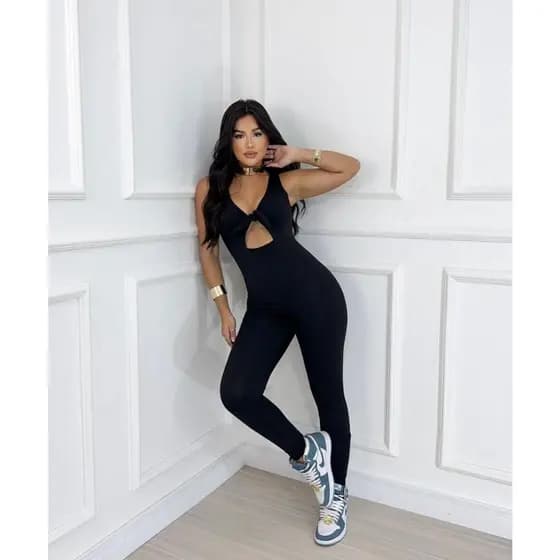 Macacão Feminino Fitness Suplex Premium Blogueira Moda Gringa Levanta Bumbum Modelador com Laço Envio Rápido Atacado