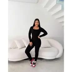Macacão Feminino Suplex Premium |Manga Longa Moda Gringa Blogueira Modela o Corpo, Confortável e Versátil | Envio Rápido