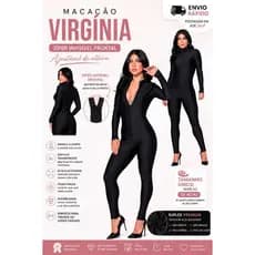 Macacão Feminino Manga Longa Suplex Gringa Virginia Ziper | Envio Rápido Atacado