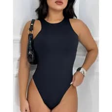 Body Feminino Básico Bory Preto Regata Suplex com Forro Barato