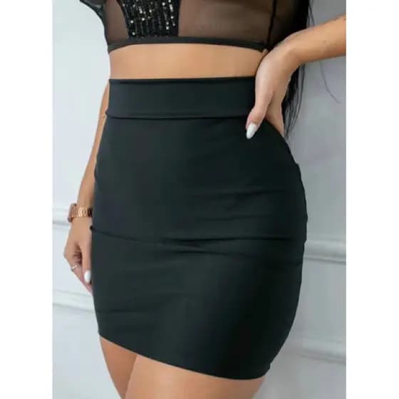 Saia Preta Suplex Curta Feminina Modeladora Cintura Alta Tendência  | Envio Rápido Atacado