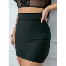 Saia Preta Suplex Curta Feminina Modeladora Cintura Alta Tendência  | Envio Rápido Atacado