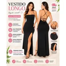 Vestido Longo Suplex Premium Festa com Fenda Frontal e Alça Trançada Empina Bumbum Moda Blogueira Envio Rápido Atacado
