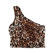 Cropped Preto e animal print top mula