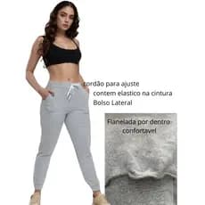 Calça Moletom Feminina Lisa Basica Inverno Com Cordão para Ajuste e Bolso Lateral