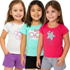 Kit 3 Conjuntos Verão Para Meninas -  Tamanho 01 ao 14