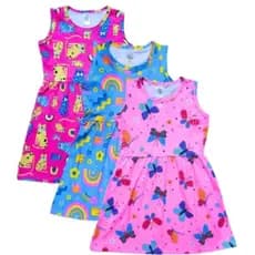 Kit com Três Vestidos para Meninas Infanto-juvenil Rodado
