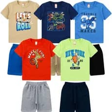 Kit Cinco Conjuntos Menino Infantil - tamanho 01 ao 14