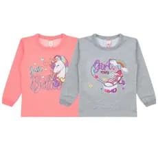 Kit 2 Blusas de Moletom Infantil para Meninas – Tamanhos 1 a 8