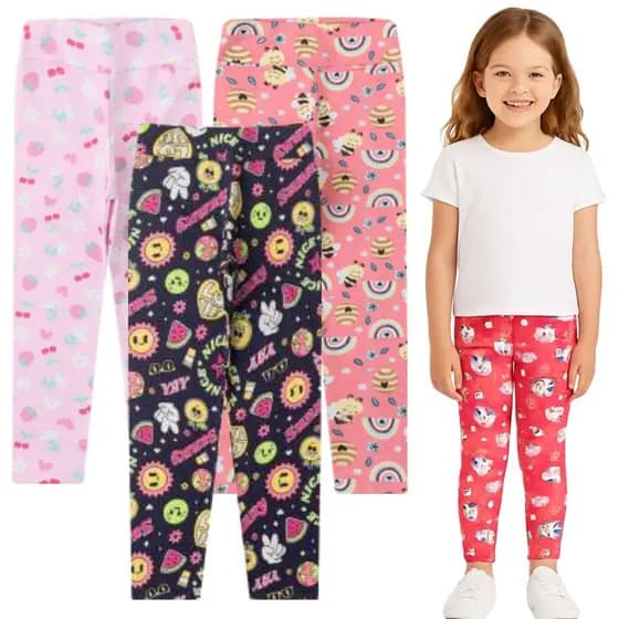 Kit 4 Leggings Infantis Estampadas – Tamanhos 1 ao 14