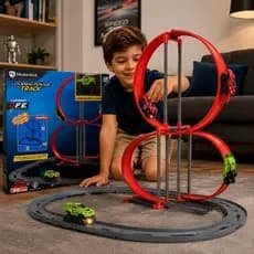 Pista Corrida Infantil Carrinho Eletrico Magnético Brinquedo Radical Vermelho