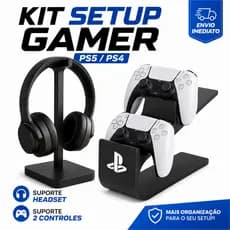 Kit Gamer PS5 Suporte Headset Suporte Controle Organizador Setup Gamer Premium