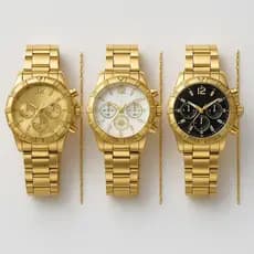 Relógio Masculino Dourado + Pulseira elo+caixa