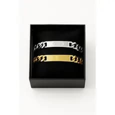 Pulseira Masculina Groumet Aço Inox com Placa – Dourada e Prata, Resistente e Elegante
