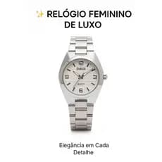 Relógio Feminino Luxo Quartzo em Aço Inoxidável ✨ Clássico e Sofisticado