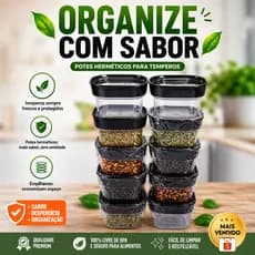 Conjunto 6 Potes Herméticos Acrílico para Temperos 150ml