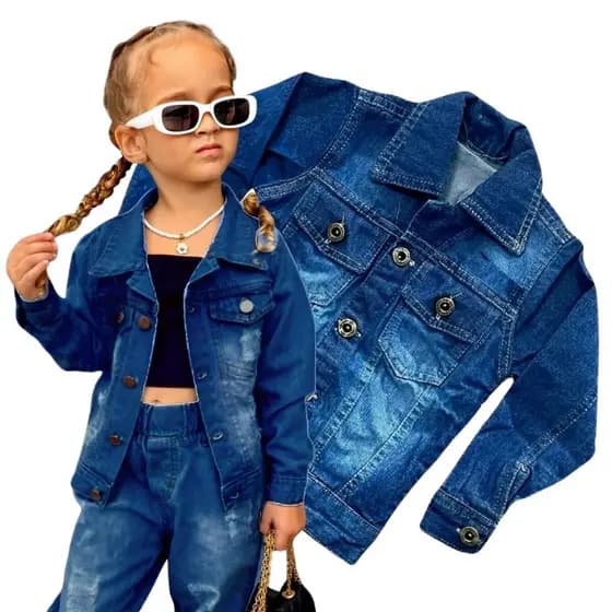 Jaqueta Jeans Feminina Infantil Modelo Bloguerinha Luxo