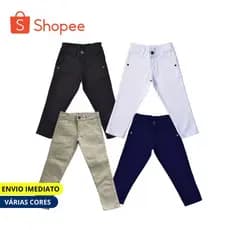 Calça Alfaiataria Infantil 1 ao 08 Bolsos Social Fino Elastano Alta Qualidade Slim Fit Calça Sarja