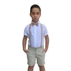 Roupa Camisa Manga Curta Bermuda Pajem Conjunto Menino Festa Batizado Igreja