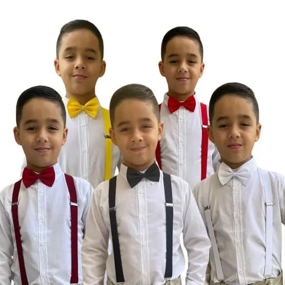 Camisa Social Manga Longa Infantil Masculino e Kit Gravata com Suspensório