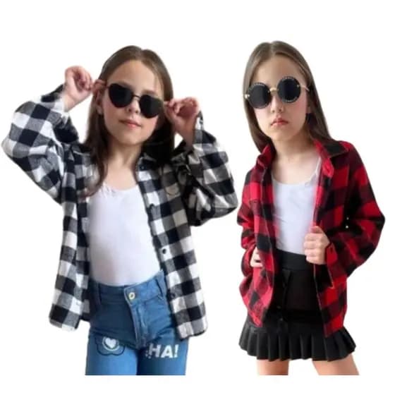 Camisa Flanela Infantil Menina Xadrez Moda Country Feminina
