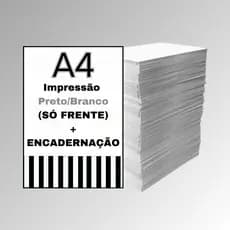 Impressão Apostila A4 - Preto/Branco (Só Frente) + Encadernação