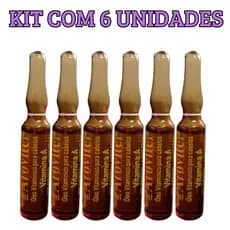 Kit 6 Ampolas Vitamina A 5ml - Arovitel Ampola de Vidro