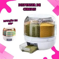 Dispenser de Cereais Giratorio com 6 Divisorias para Graos Cereais Arroz Farinha Feijao