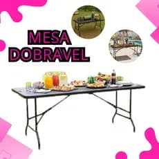 Mesa Dobrável Portátil 1,80m Vira Maleta Com Alça Resistente