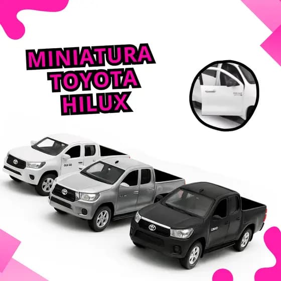 Miniatura de Ferro Toyota Hilux 2021 Carro De Ferro Escala 1:36 Detalhes e Funcionalidade Perfeitos