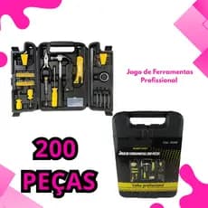 Kit Jogo De Ferramentas Completo 200 Pcs C/Soquetes Chaves Maleta