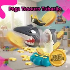 Jogo Pega Tesouro Tubarão Pirata Brinquedo Pega Moedas