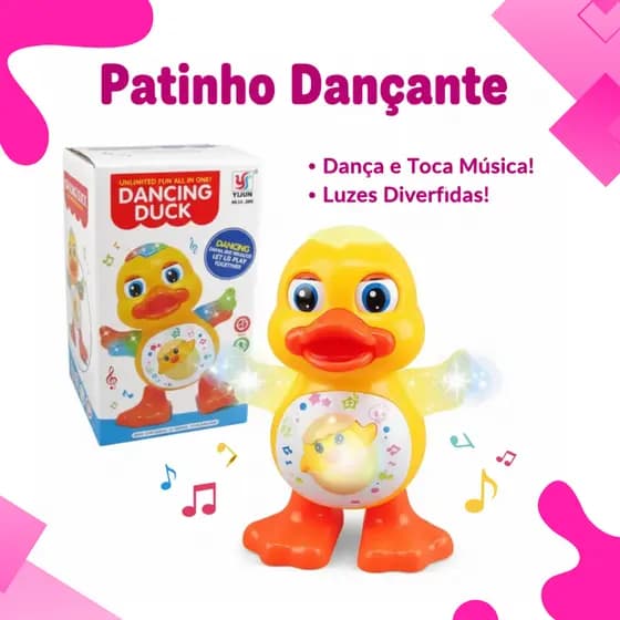 1/2 Brinquedos Patinho Pato Dançarino Musical Com Som Luz Infantil