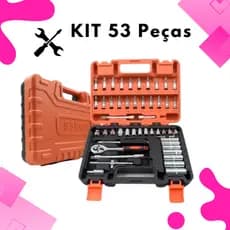 Kit ferramentas 53 peças Jogo Soquete kit maleta reversível em aço inox