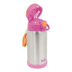 Garrafa Com Canudo De Silicone Buba Térmica Inox Cor: Rosa