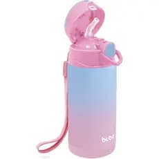 Garrafa Com Canudo De Silicone Buba Térmica Inox Cor: Degradê Rosa e Lilás