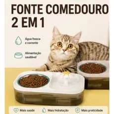 Fonte Bebedouro e Comedouro Para Gatos E Cães Automático Little 3 Litro Fonte Automática Para Gatos 2 em 1 Comedouro