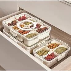 Pote Acrílico Luxo Multiuso Com 4 Ou 8 Divisórias Para Frutas Legumes Carnes E Ovos Transparente